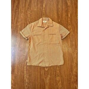 Taylor Stitch Shirt Men Sz 38 The Tulum in Rust Stripe Short Sleeve Camp Casual